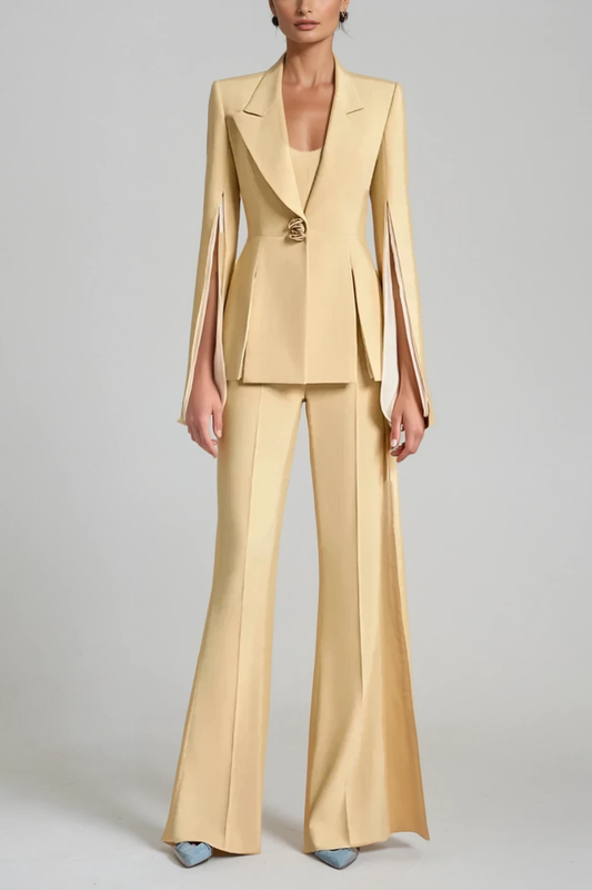 Ellalabel Archita Split Lapel Pants Set - Crafted from High-quality Fabrication - Designed for Elegant Occasions.