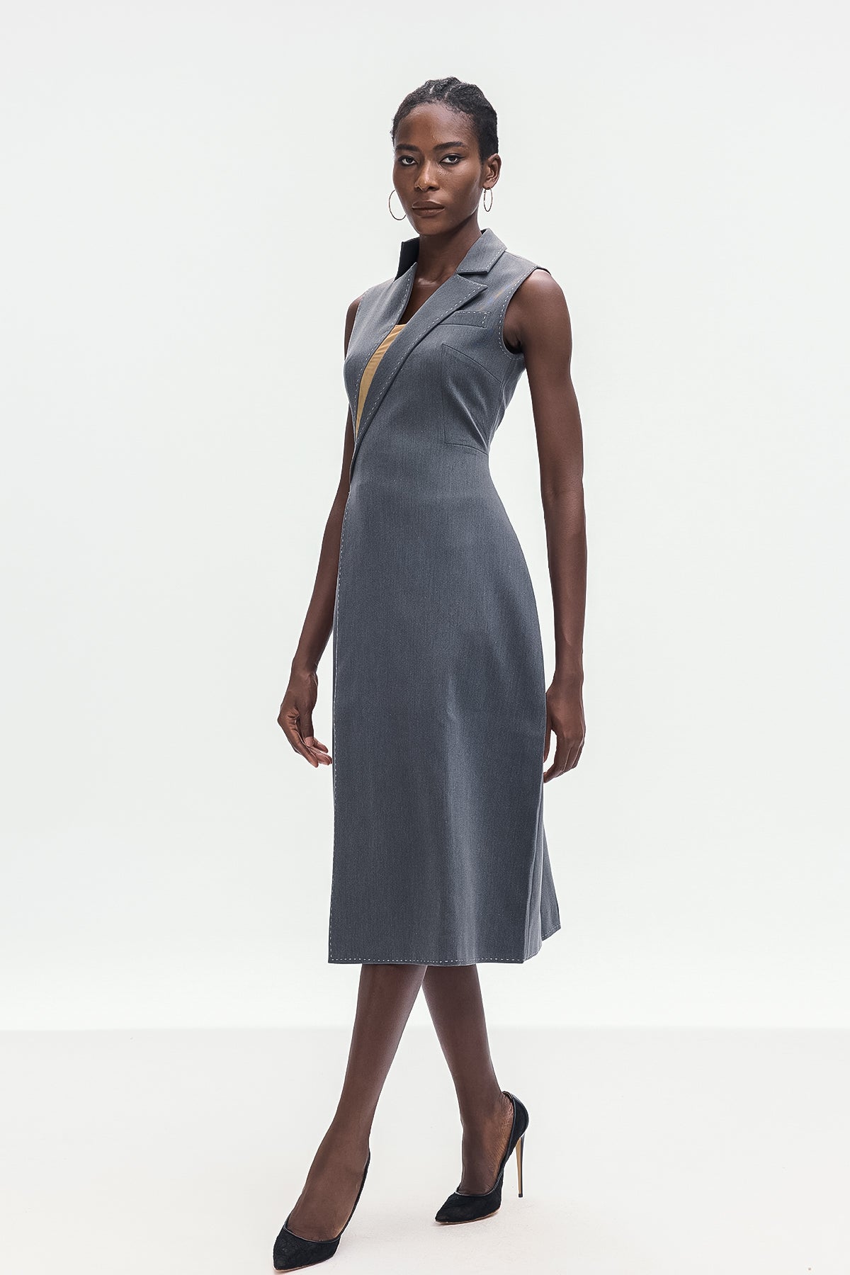 Shop  beautiful dress - Perfect for special occasions | Ardon Asymmetric Split Sleeveless Maxi Dress In Grey
