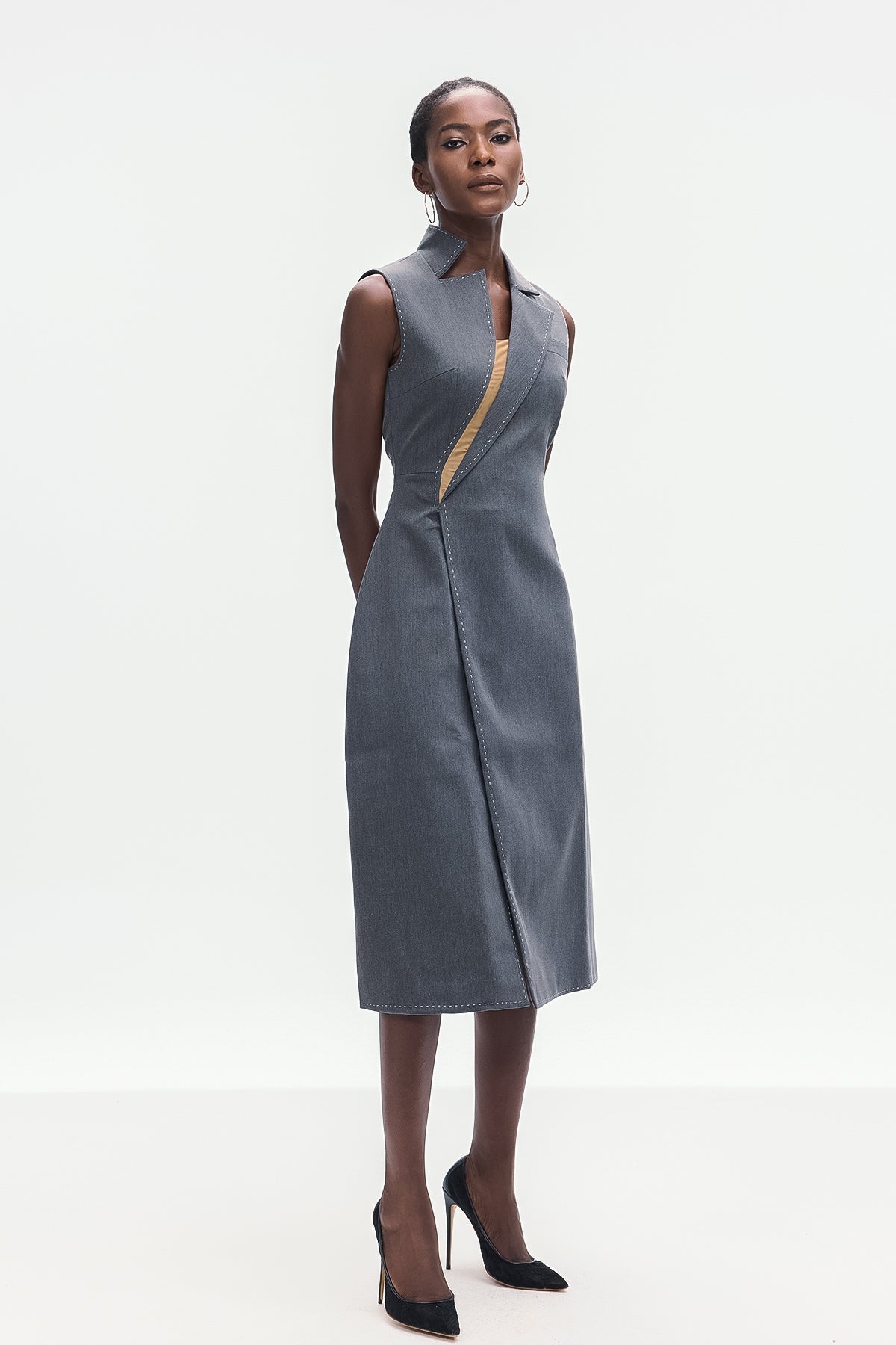 Stylish beautiful dress | Ardon Asymmetric Split Sleeveless Maxi Dress In Grey - Ideal for special occasions