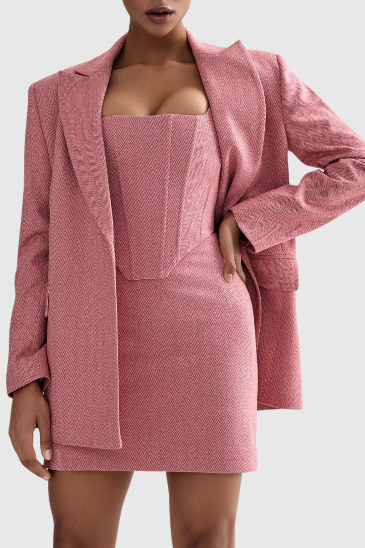 Armenb Corset Skirt Three Piece Set - Pink - Stylish pink dress for special occasions | Buy Online