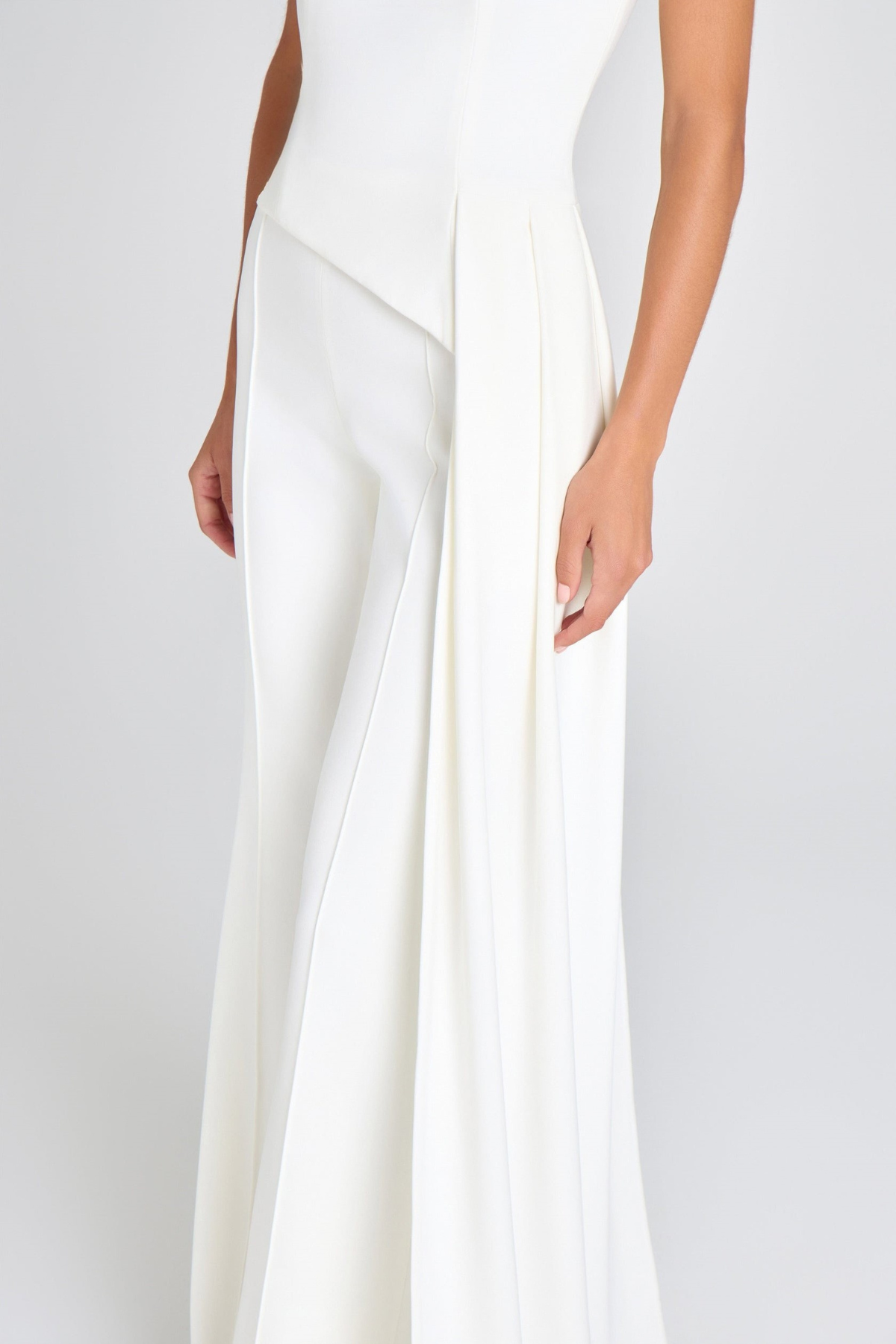 odelette Sculpted High Neck Pants Set - White - Stylish white dress for special occasions | Buy Online