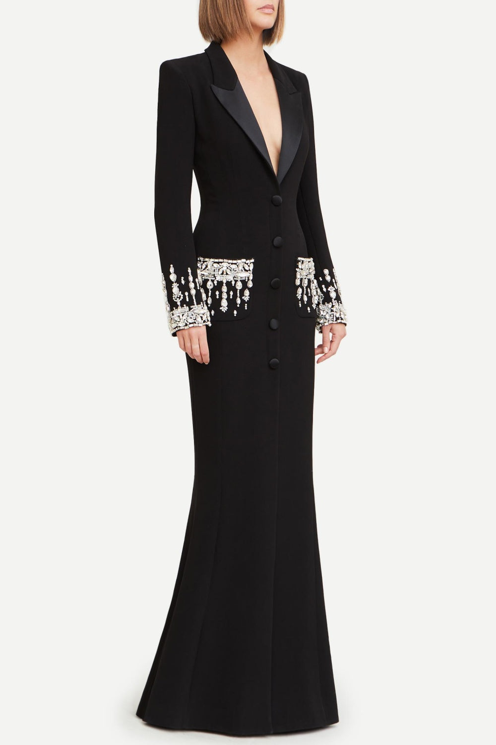 Aurora Crystal Embellished Blazer Maxi Dress - Stylish beautiful dress for special occasions | Buy Online
