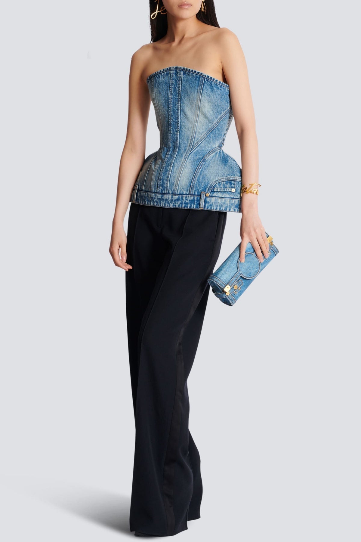 Joyce Structured Denim Bustier