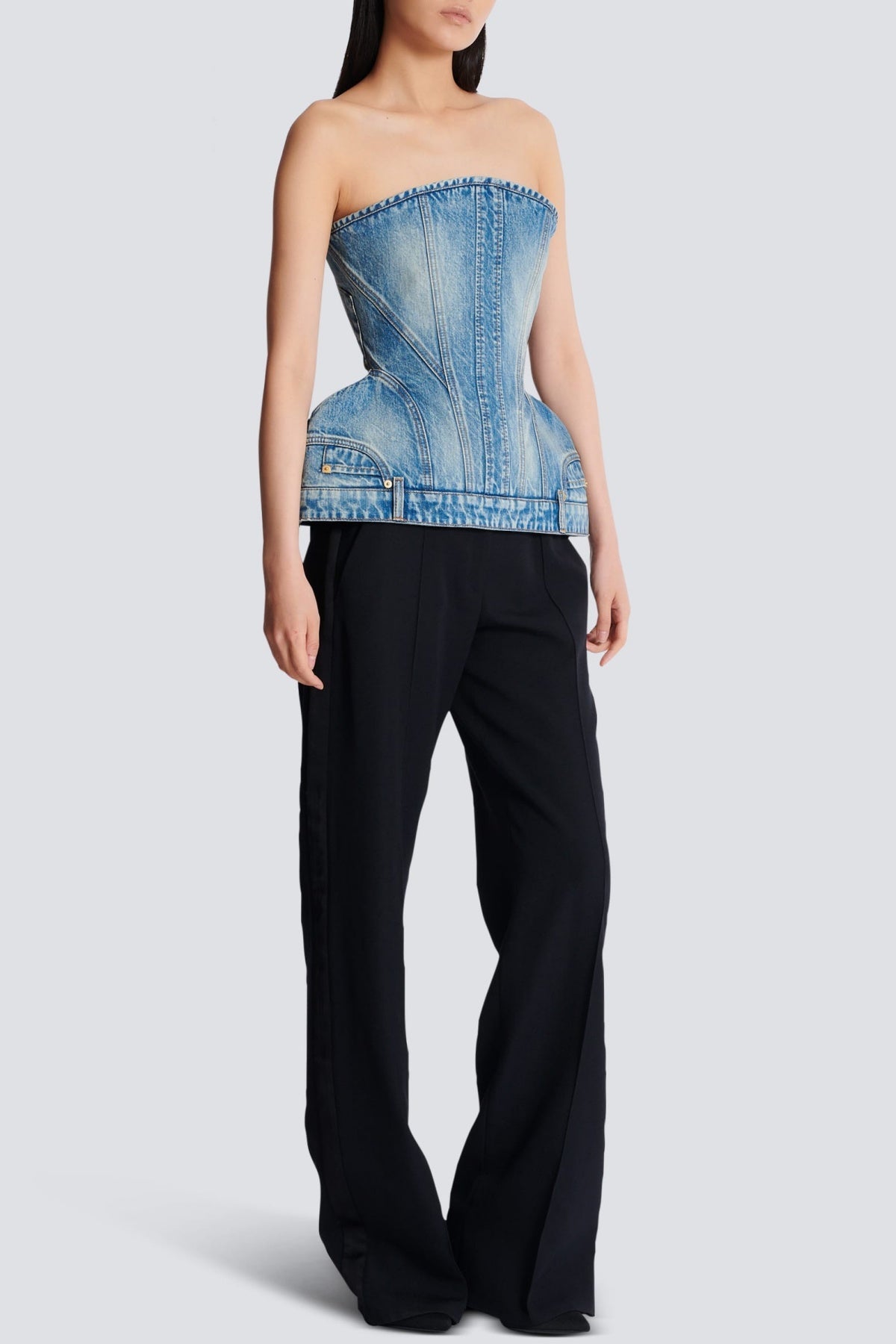 Joyce Structured Denim Bustier