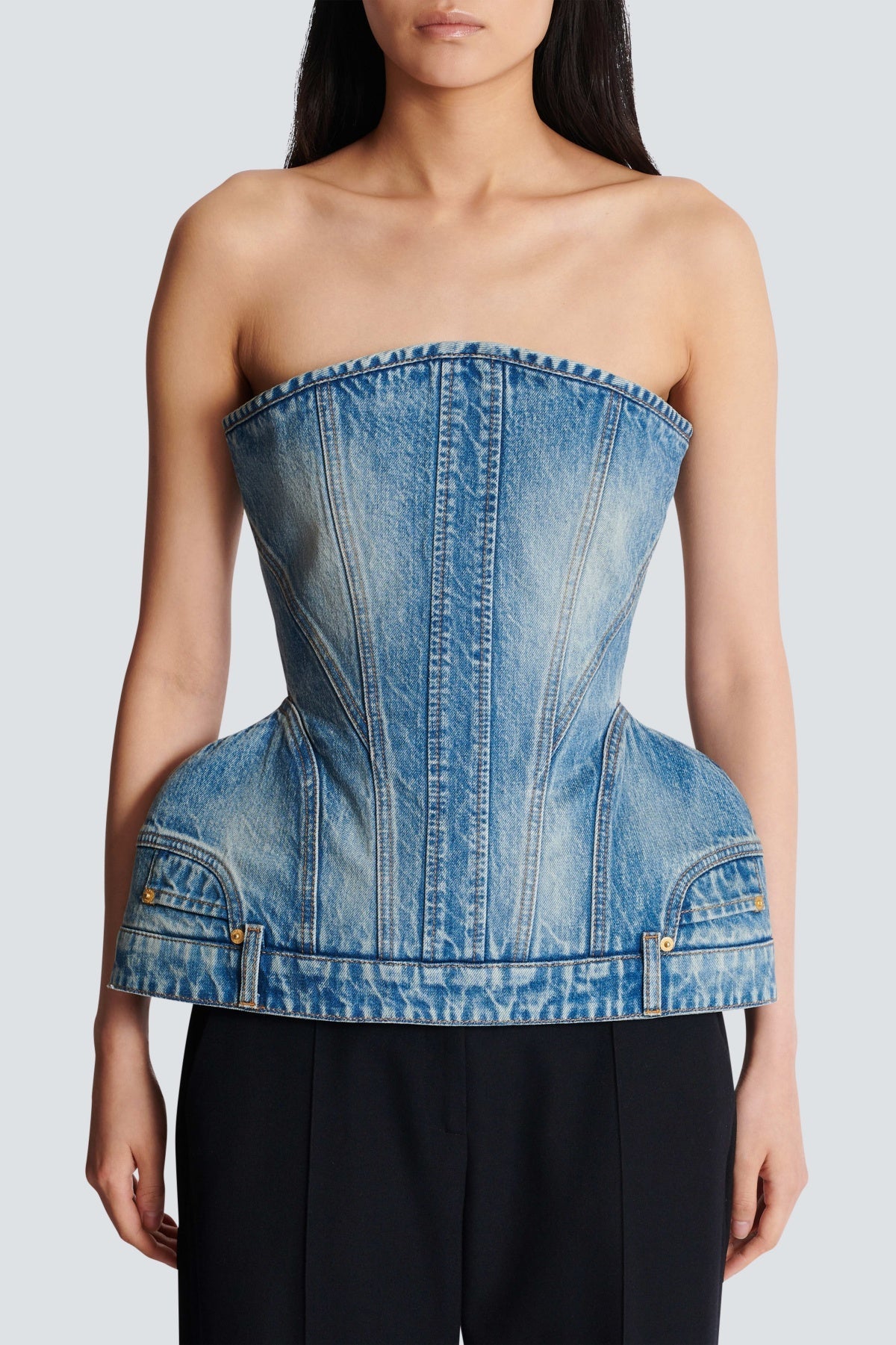 Joyce Structured Denim Bustier