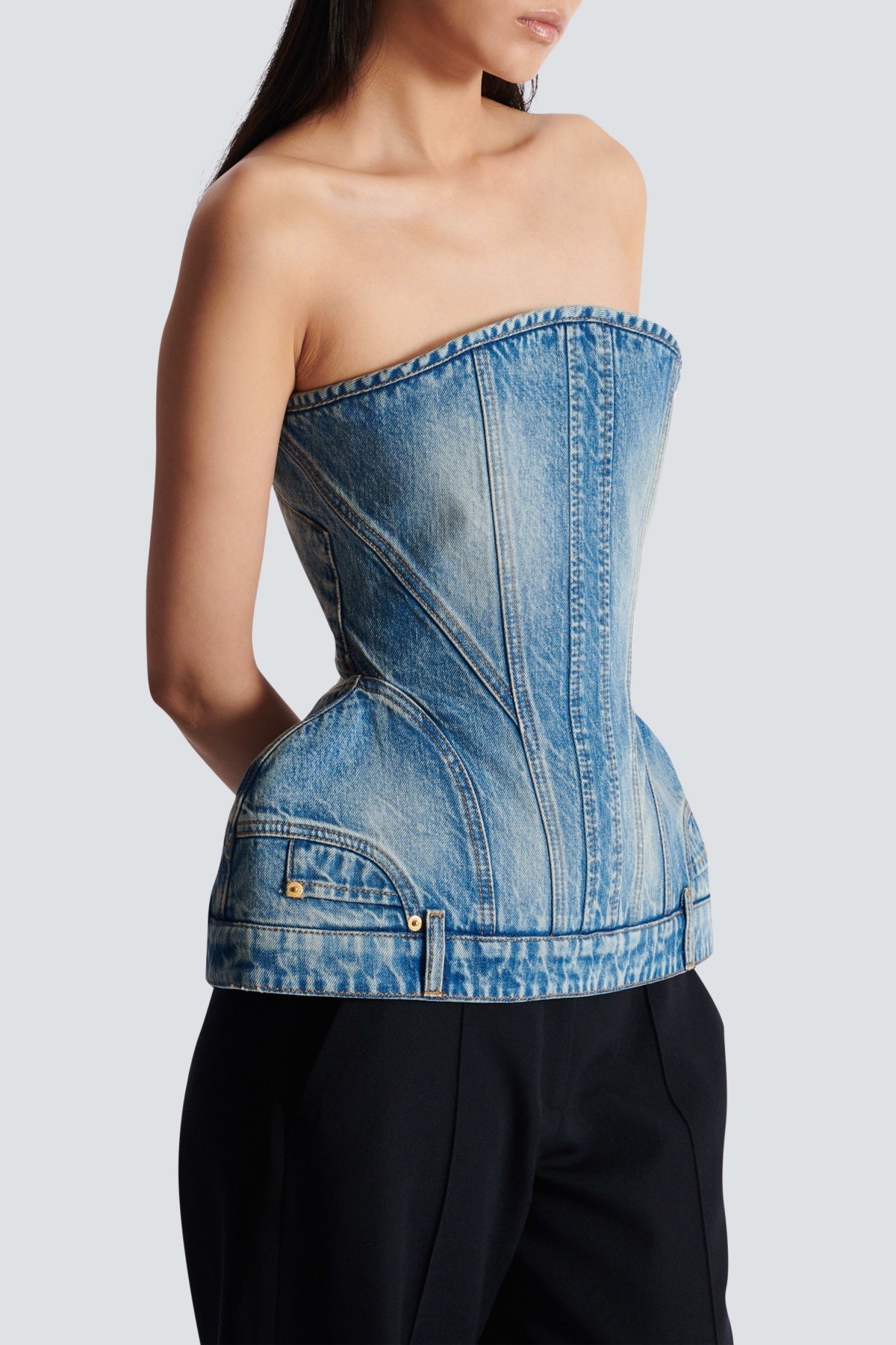 Joyce Structured Denim Bustier