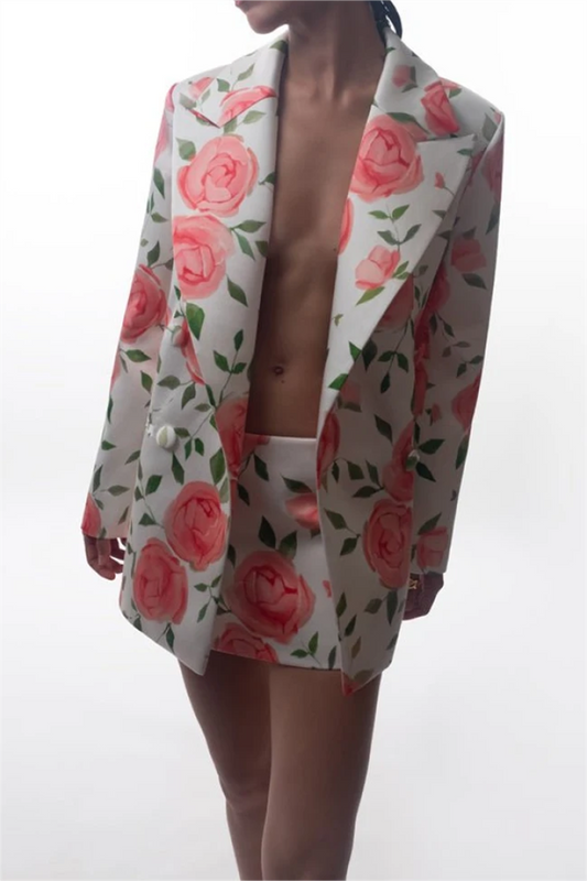Ellalabel Azaria Floral Printed Blazer Set - Crafted from High-quality Fabrication- Perfect for Garden Parties and Resort Wear.
