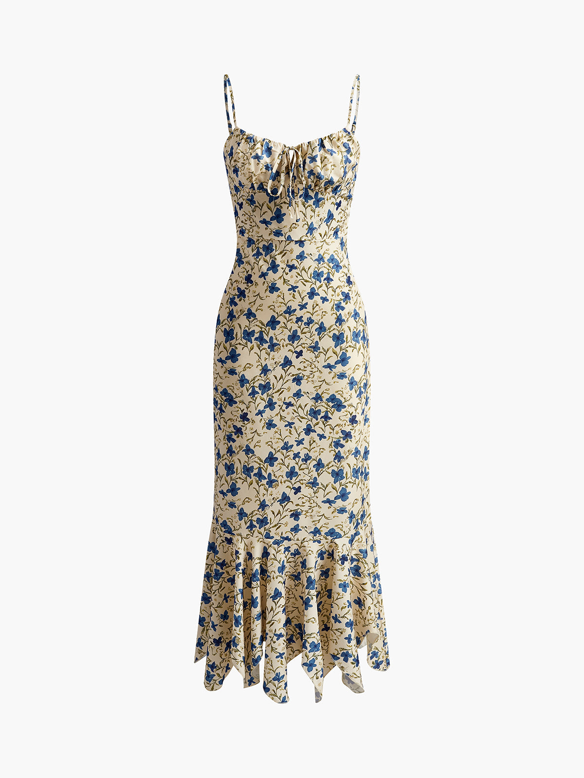 olivia blue Floral Print Knotted Irregular Hem maxi Dress