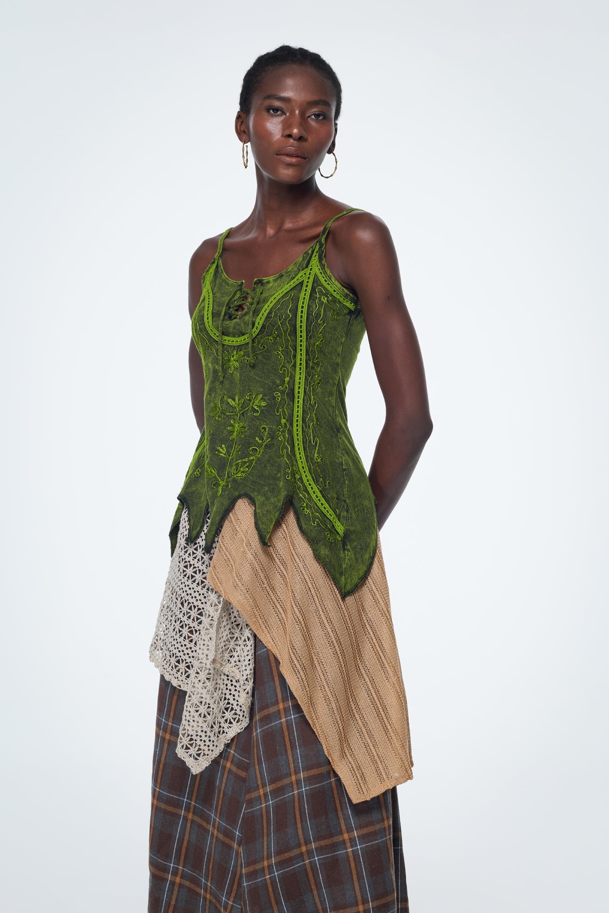 Stylish red dress | Baihu Tie Dye Embroidered Top - Ideal for special occasions