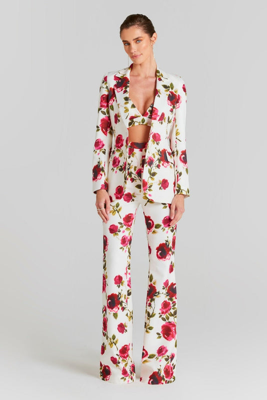 Ellalabel Bailey Floral Blazer Three Piece Set - Crafted from High-quality Fabrication- Perfect for Garden Parties and Resort Wear.