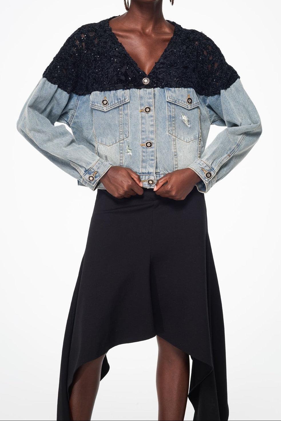 mirabelle Embroidered Sequin Denim Jacket