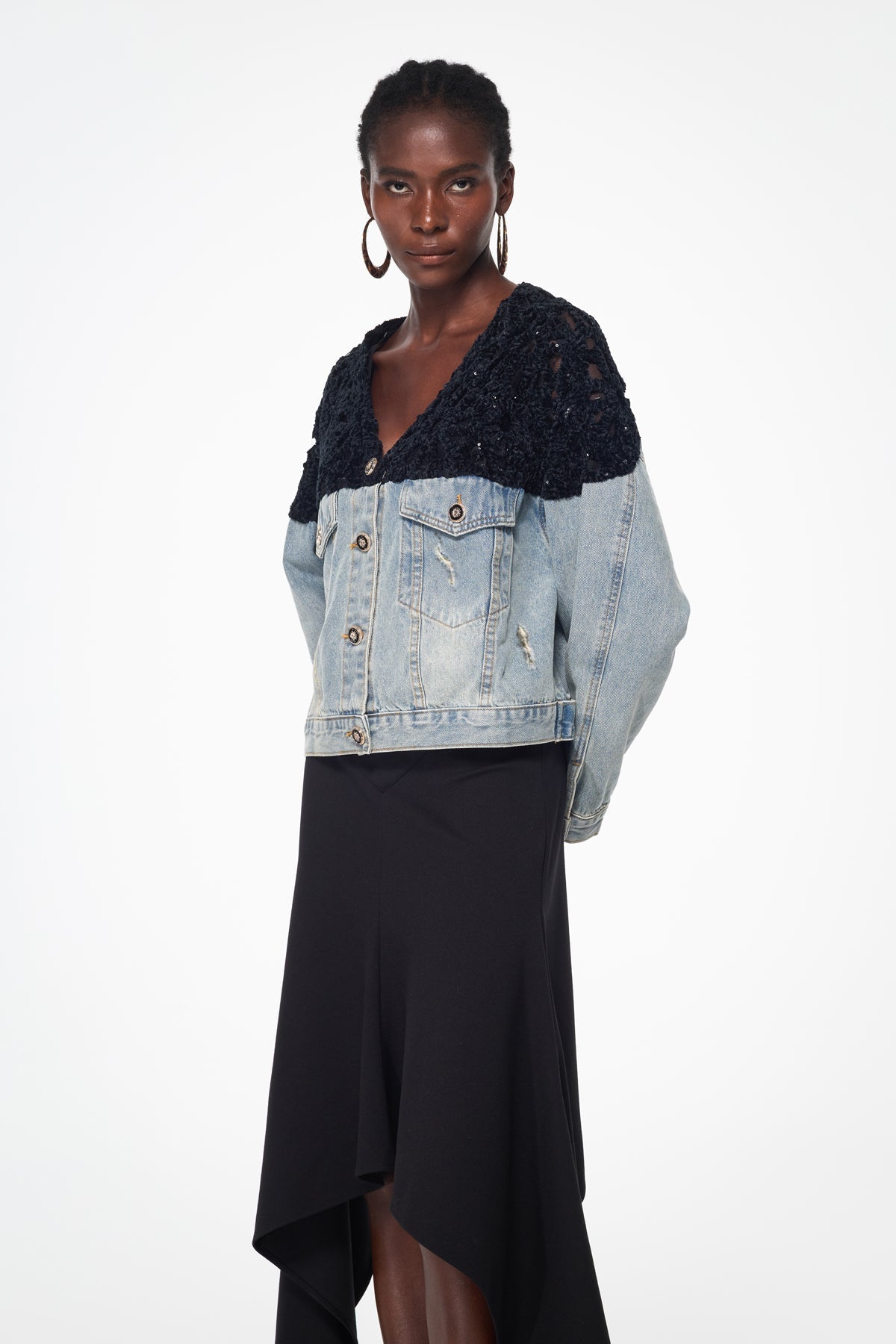mirabelle Embroidered Sequin Denim Jacket