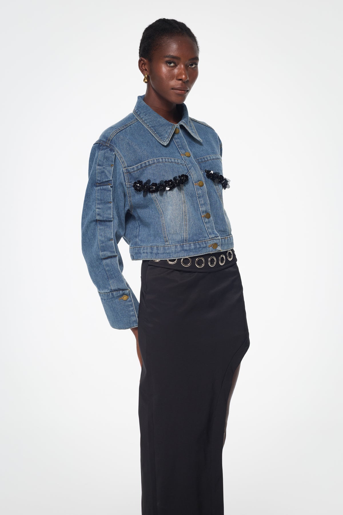 michelle Deconstruct Embellished Denim Jacket