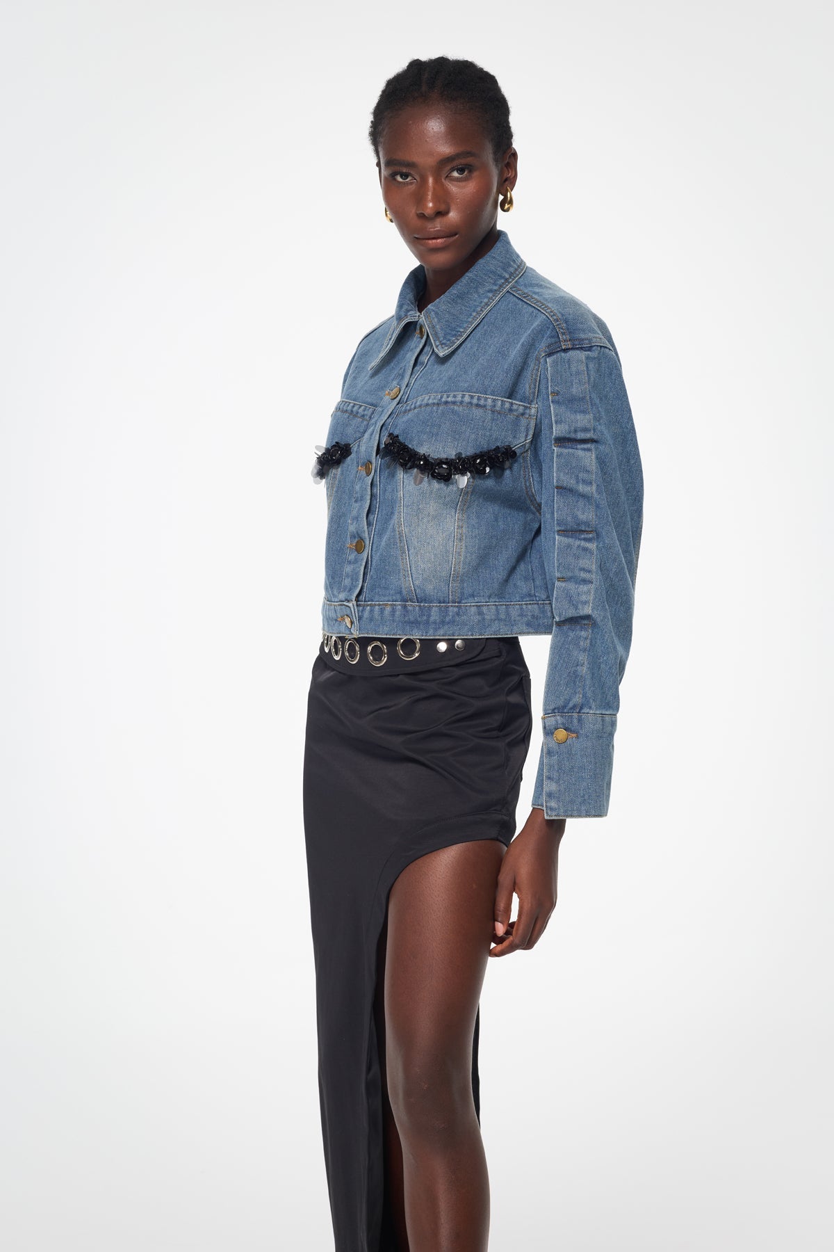 michelle Deconstruct Embellished Denim Jacket