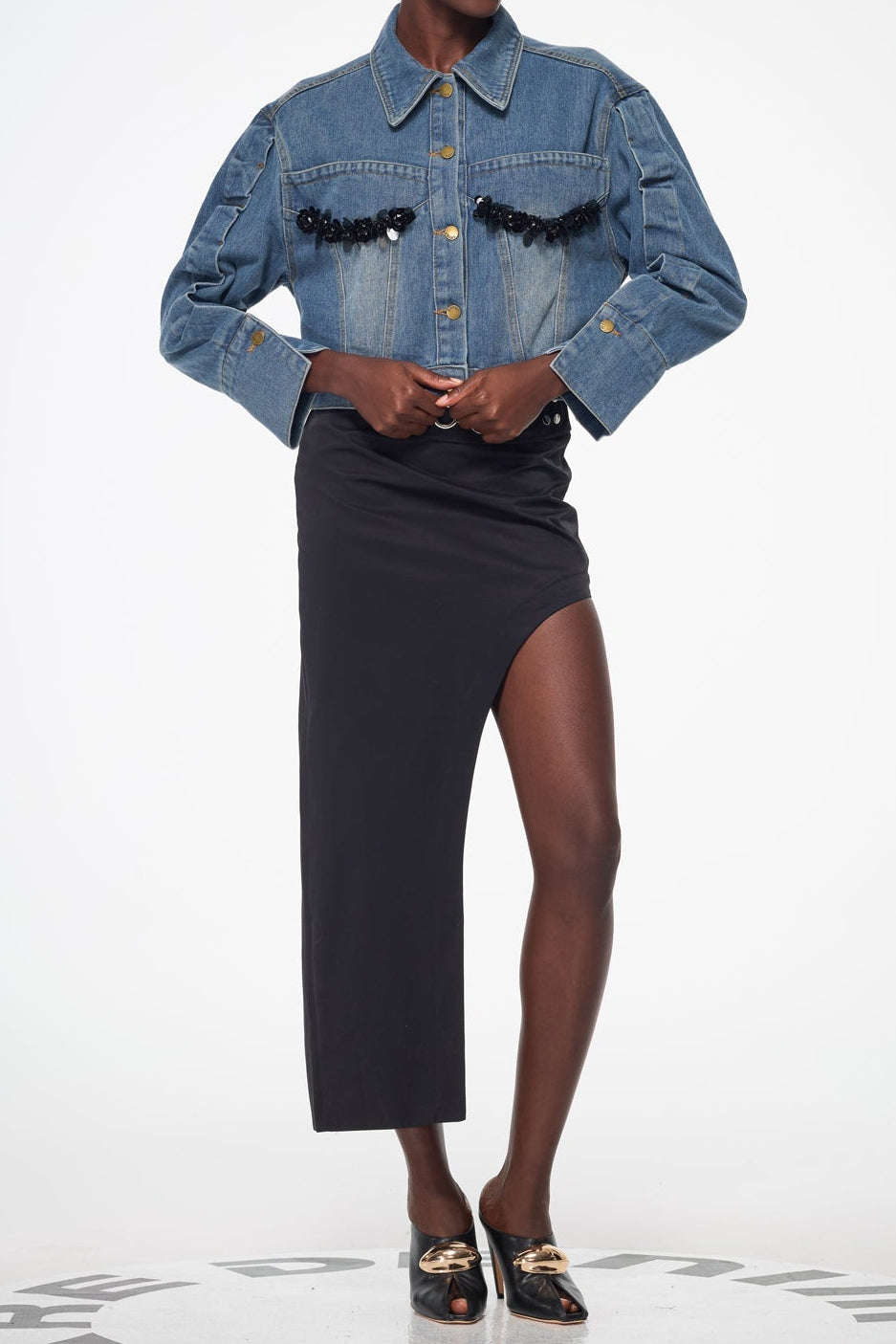 michelle Deconstruct Embellished Denim Jacket