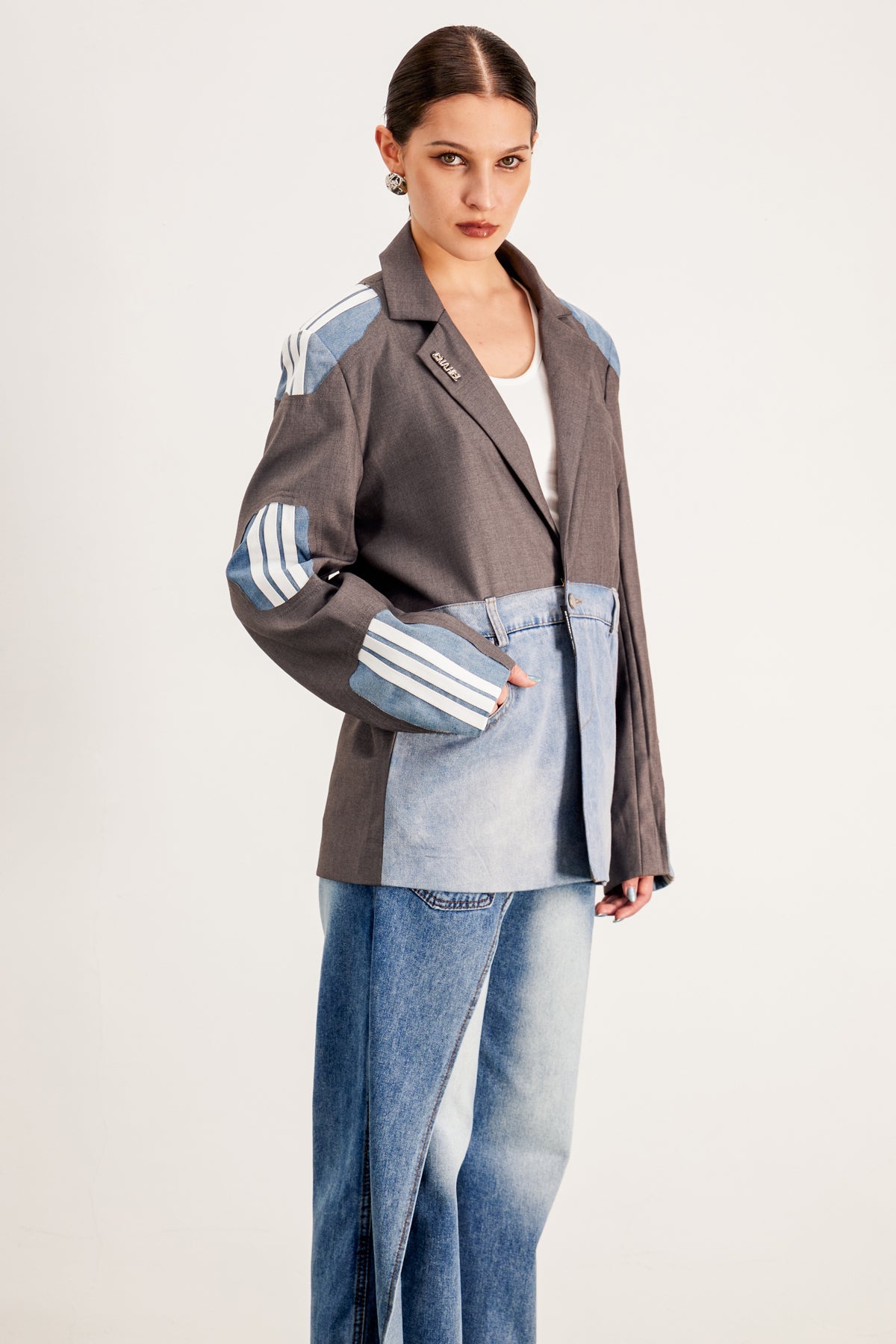Banele Deconstruct Embroidered Stripe Jacket