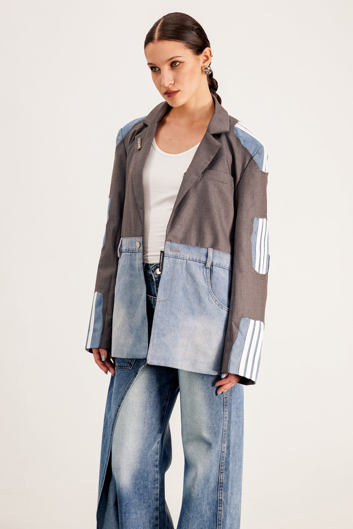 Banele Deconstruct Embroidered Stripe Jacket