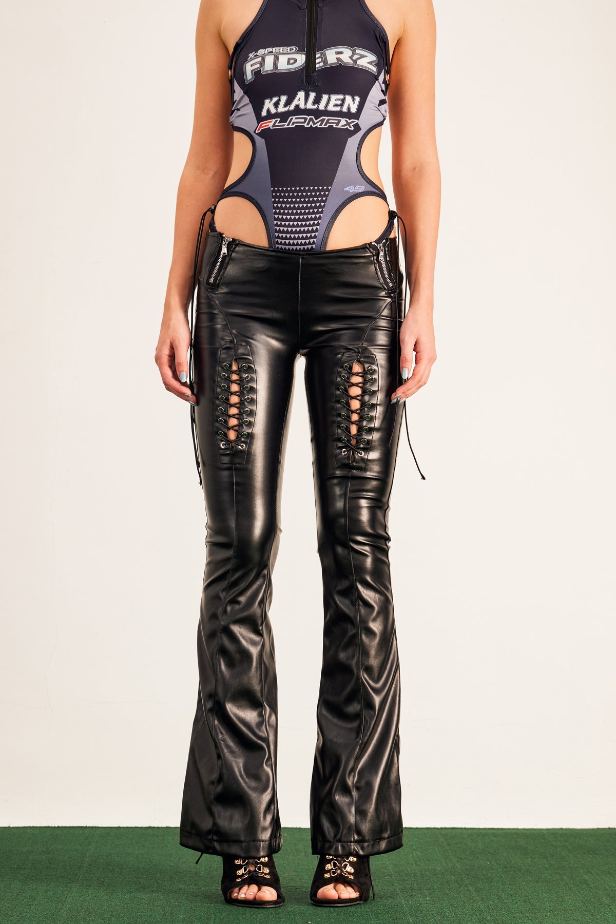 Stylish beautiful dress | Barna Lace Up Leather Bootcut Pants - Ideal for special occasions