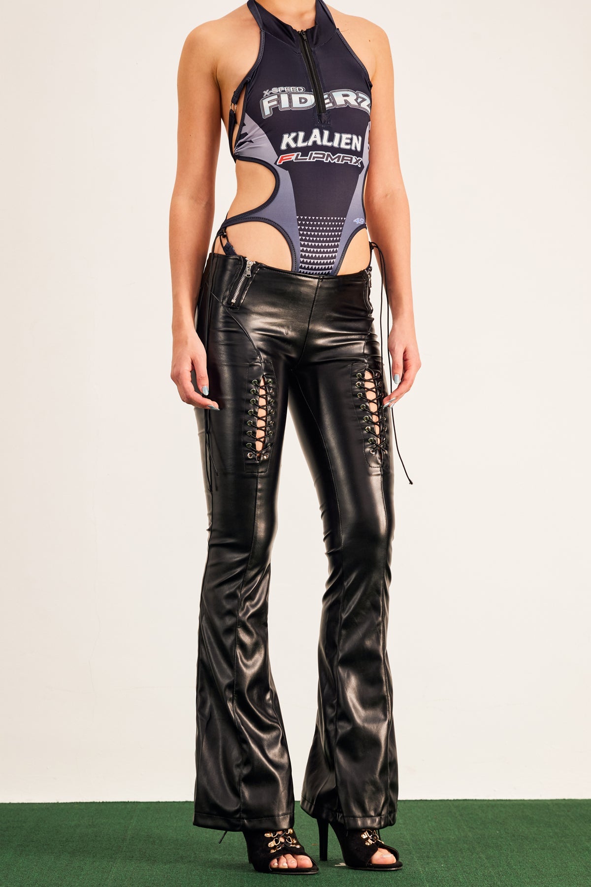 Stylish beautiful dress | Barna Lace Up Leather Bootcut Pants - Ideal for special occasions
