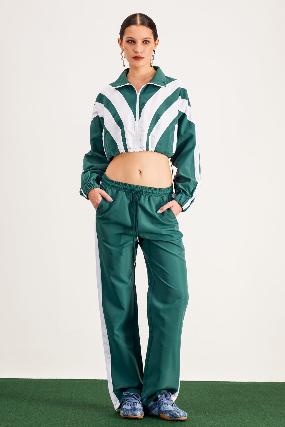 Baron Stripe Pants Set In Green