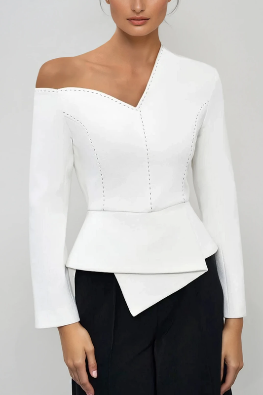 Ellalabel Barrett Asymmetric Long Sleeve Pants Set - Crafted from High-quality Fabrication- Ideal for Wedding Guest and Formal Galas.