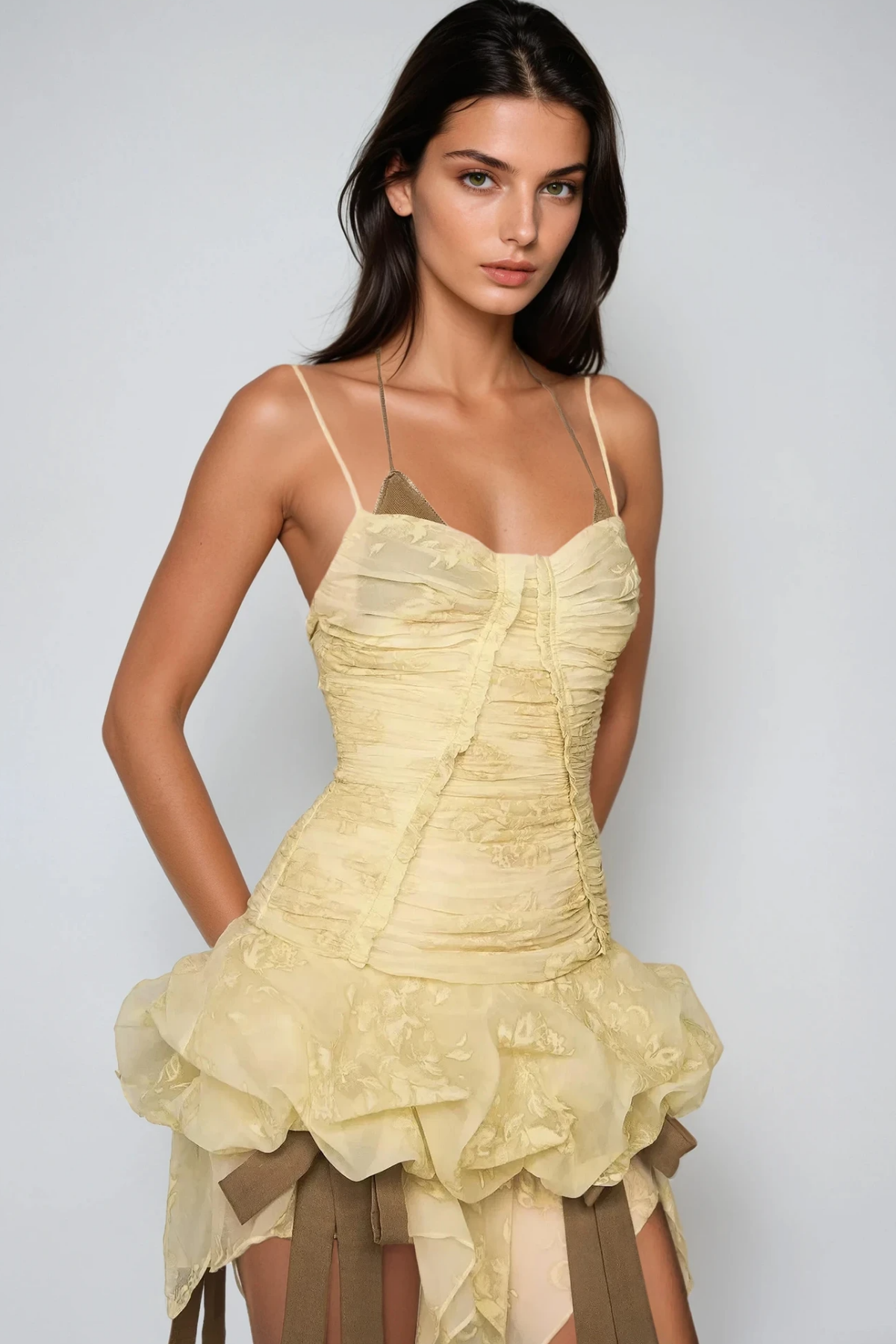 Shop  beautiful dress - Perfect for special occasions | Bedagi Ruch Halter Neck Ruffle Fringe Mini Dress