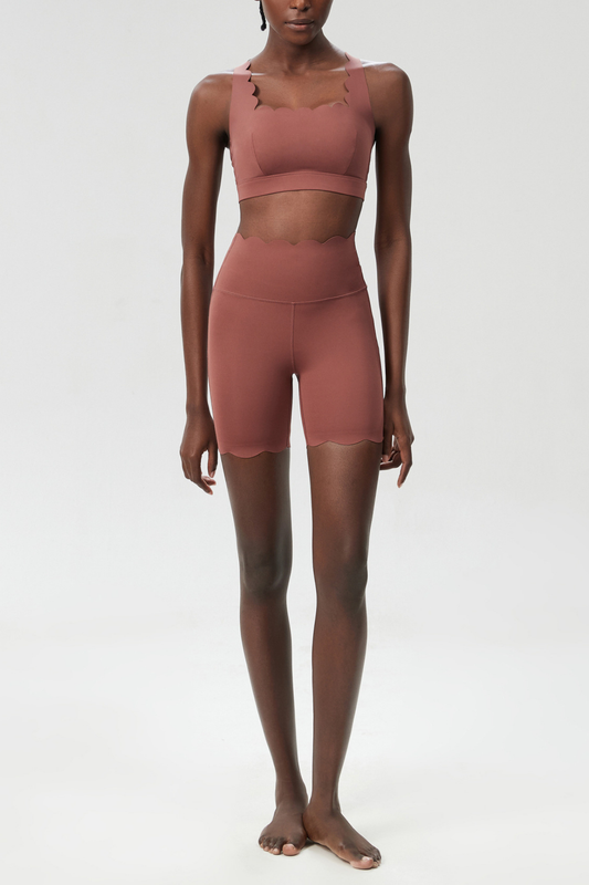 Ellalabel Bela Cross Wave Bodycon Pants Set In Khaki - Crafted from High-quality Fabrication - Designed for Elegant Occasions.