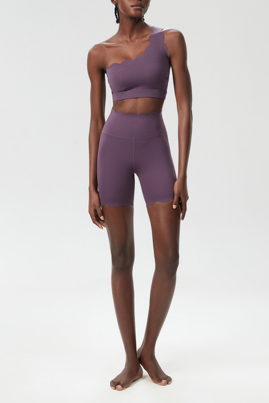 Ellalabel Bela One Shouder Wave Bodycon Pants Set In Deep Purple - Crafted from High-quality Fabrication - Designed for Elegant Occasions.