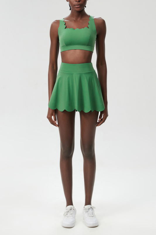 Ellalabel Belah Cross Wave Bodycon Ruffle Skirt Set In Green - Crafted from High-quality Fabrication - Designed for Elegant Occasions.