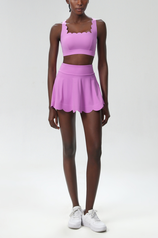 Ellalabel Belah Cross Wave Bodycon Ruffle Skirt Set In Slight Purple - Crafted from High-quality Fabrication - Designed for Elegant Occasions.