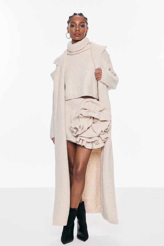 Ellalabel Belhonor Flower Stand Collar Three Piece Skirt Set - Crafted from High-quality Fabrication - Designed for Elegant Occasions.