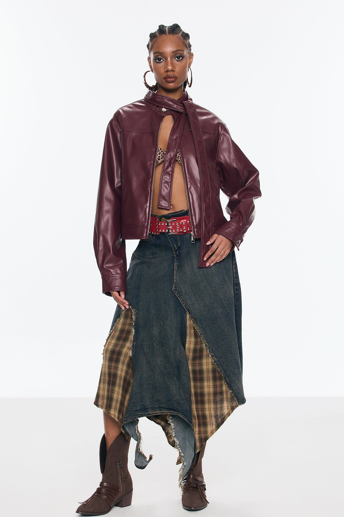 Bendek Deconstruct Grid Fringe Skirt