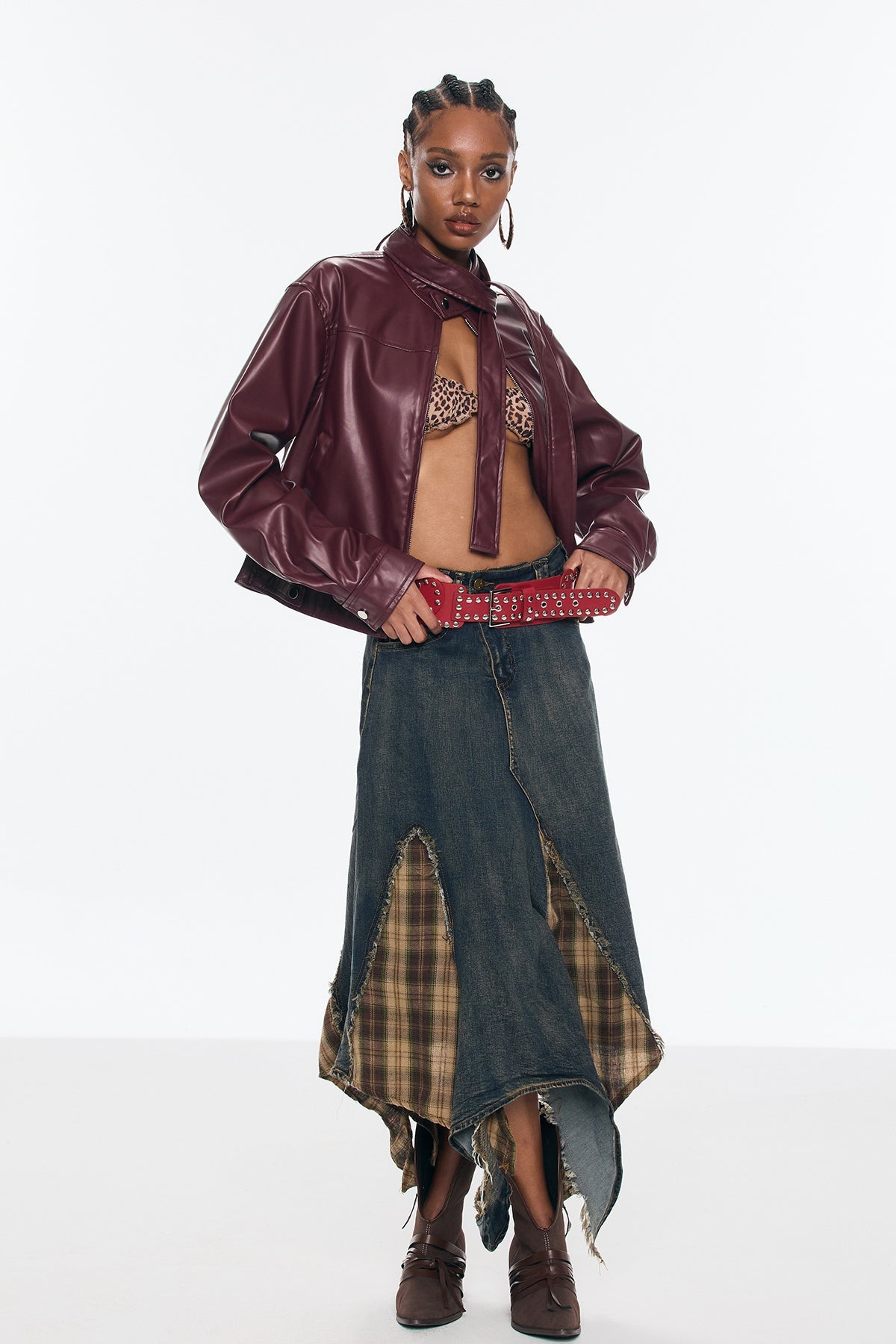 Bendek Deconstruct Grid Fringe Skirt