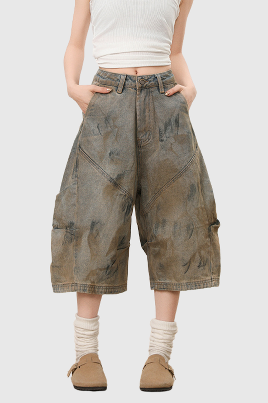 Ellalabel Bertille Print Ruch Midi Jeans - Crafted from High-quality Fabrication- Perfect for Garden Parties and Resort Wear.