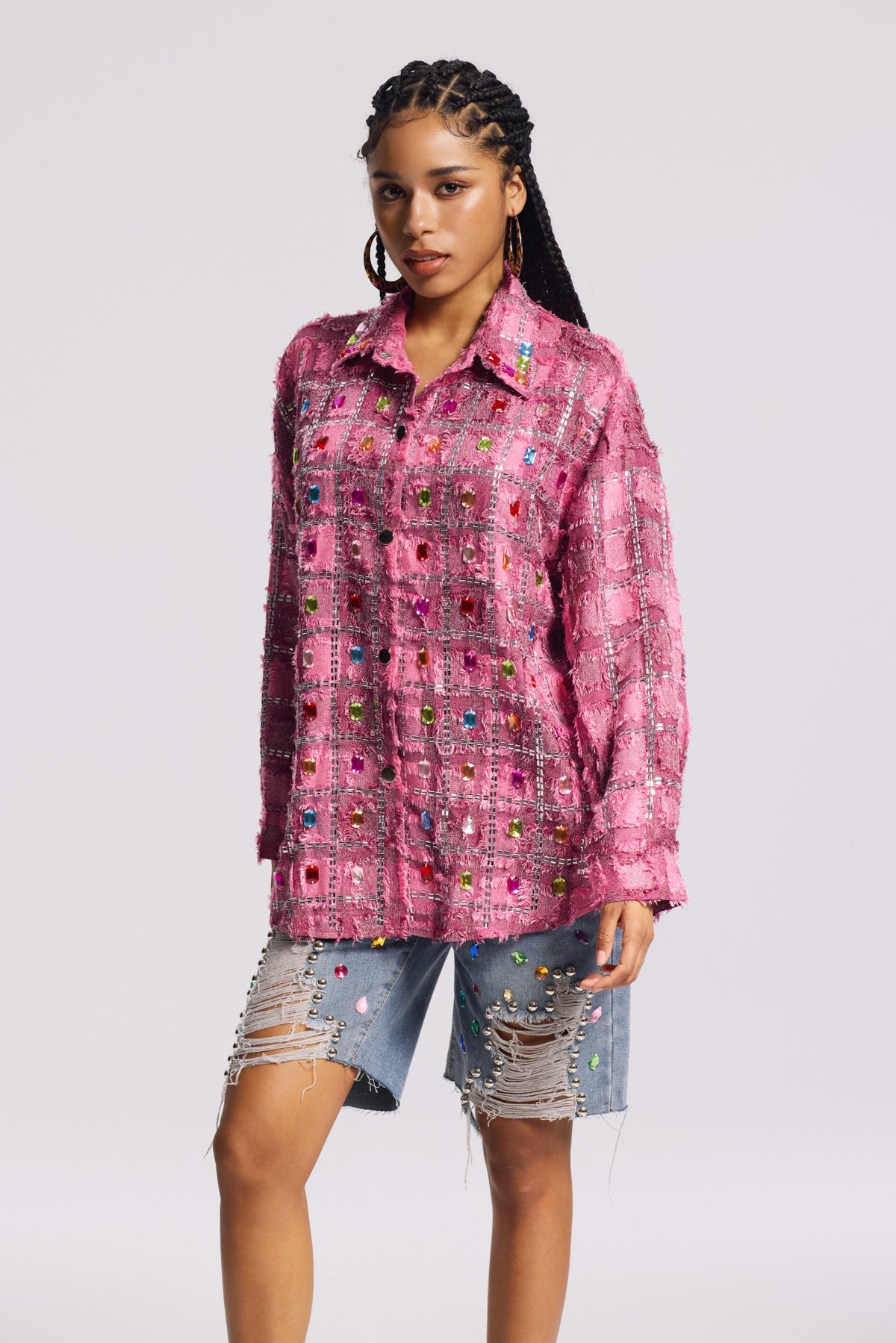 Bine Crystal Plaid Shirt