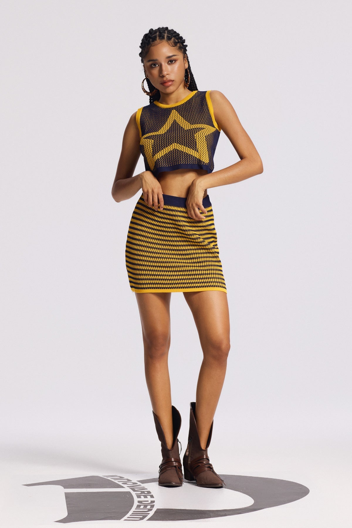 Bipin Star Stripe Knit Skirt Set