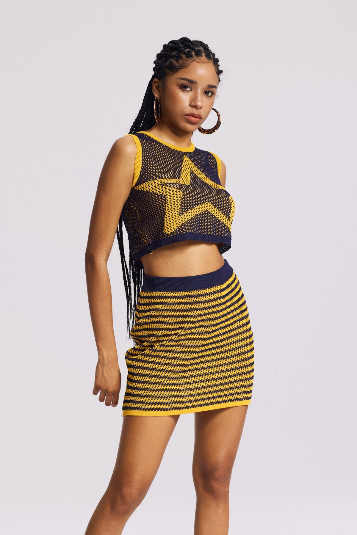 Bipin Star Stripe Knit Skirt Set