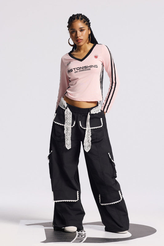 Ellalabel Birk Lace Cargo Pants - Crafted from Intricate Lace Fabrication - Designed for Elegant Occasions.