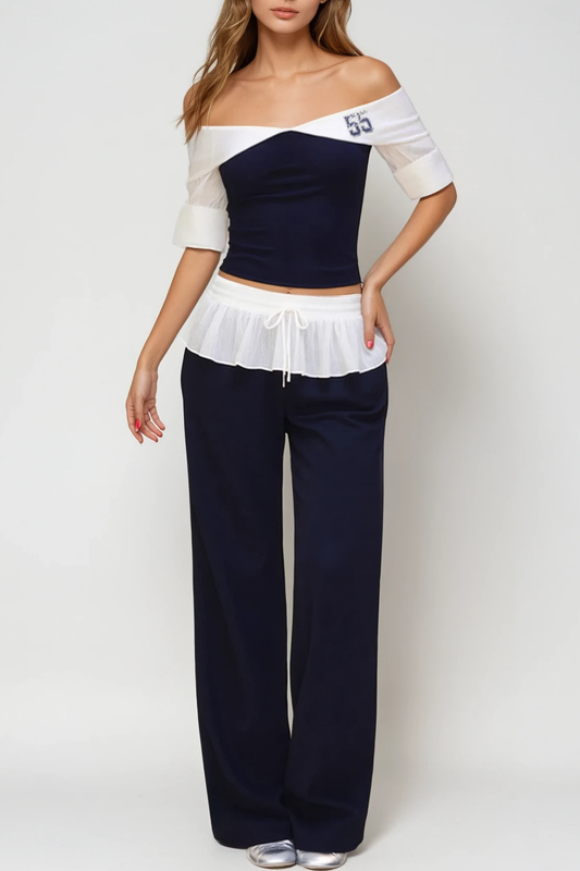 Ellalabel Bjarne Off Shoulder Pants Set - Crafted from High-quality Fabrication - Designed for Elegant Occasions.