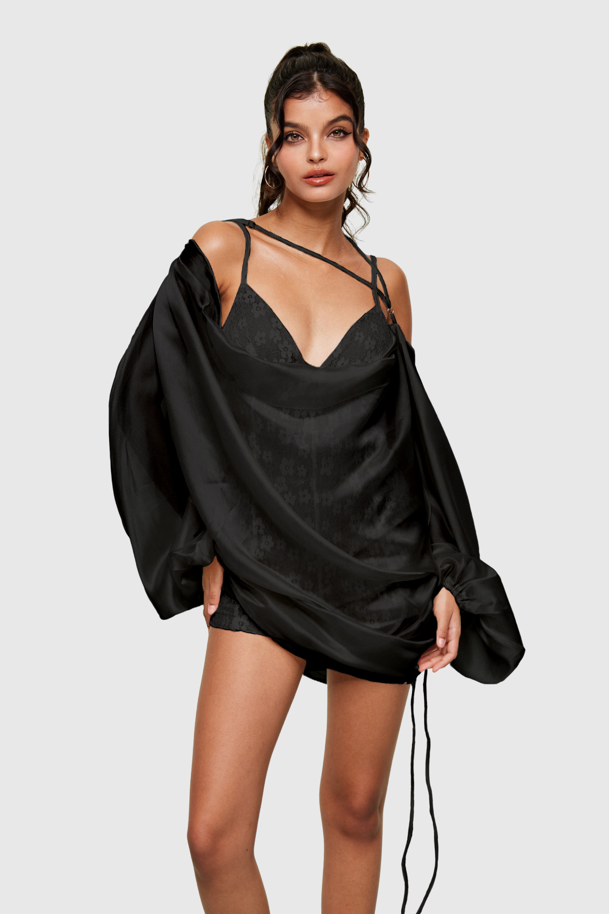 Stylish black dress | Blagorodna Cowl Neck Backless Pants Set In Black - Ideal for special occasions