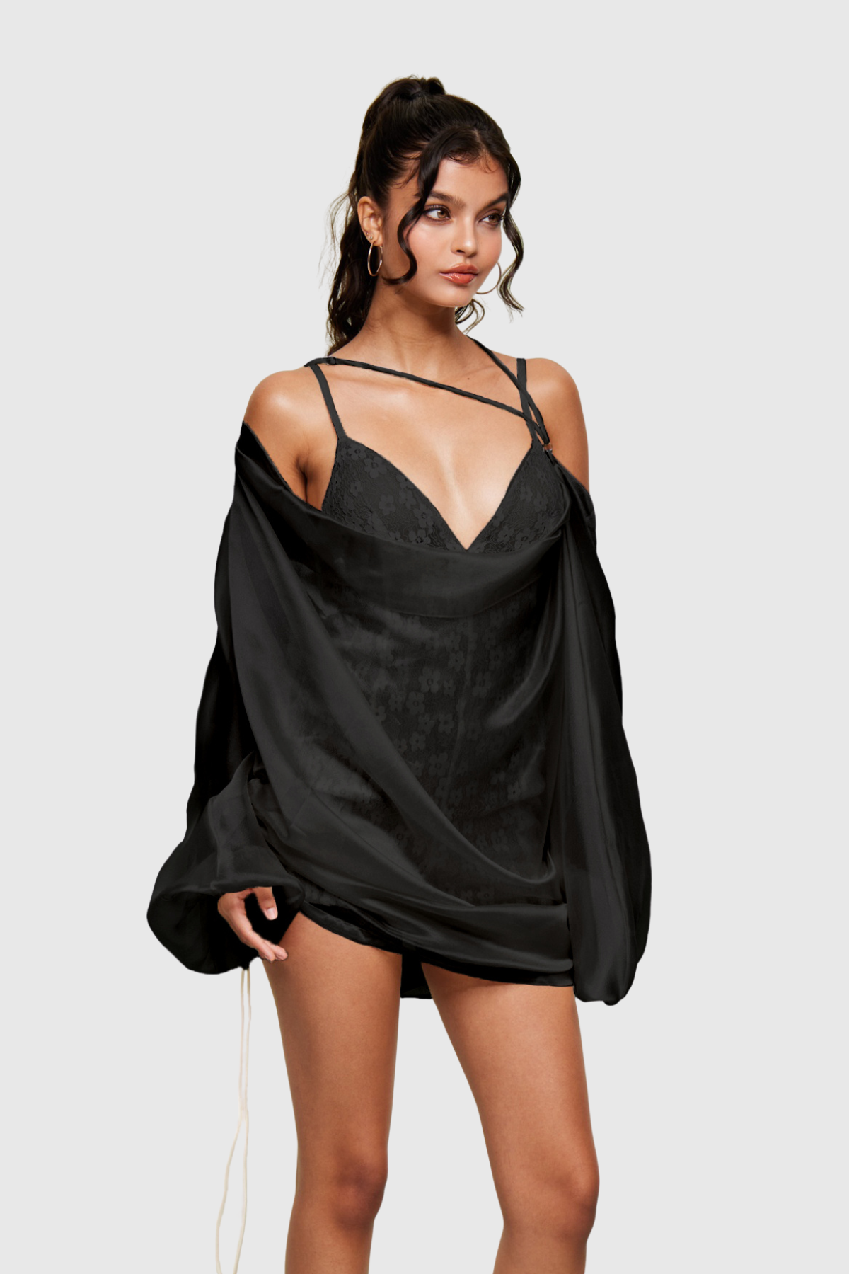 Blagorodna Cowl Neck Backless Pants Set In Black - Stylish black dress for special occasions | Buy Online