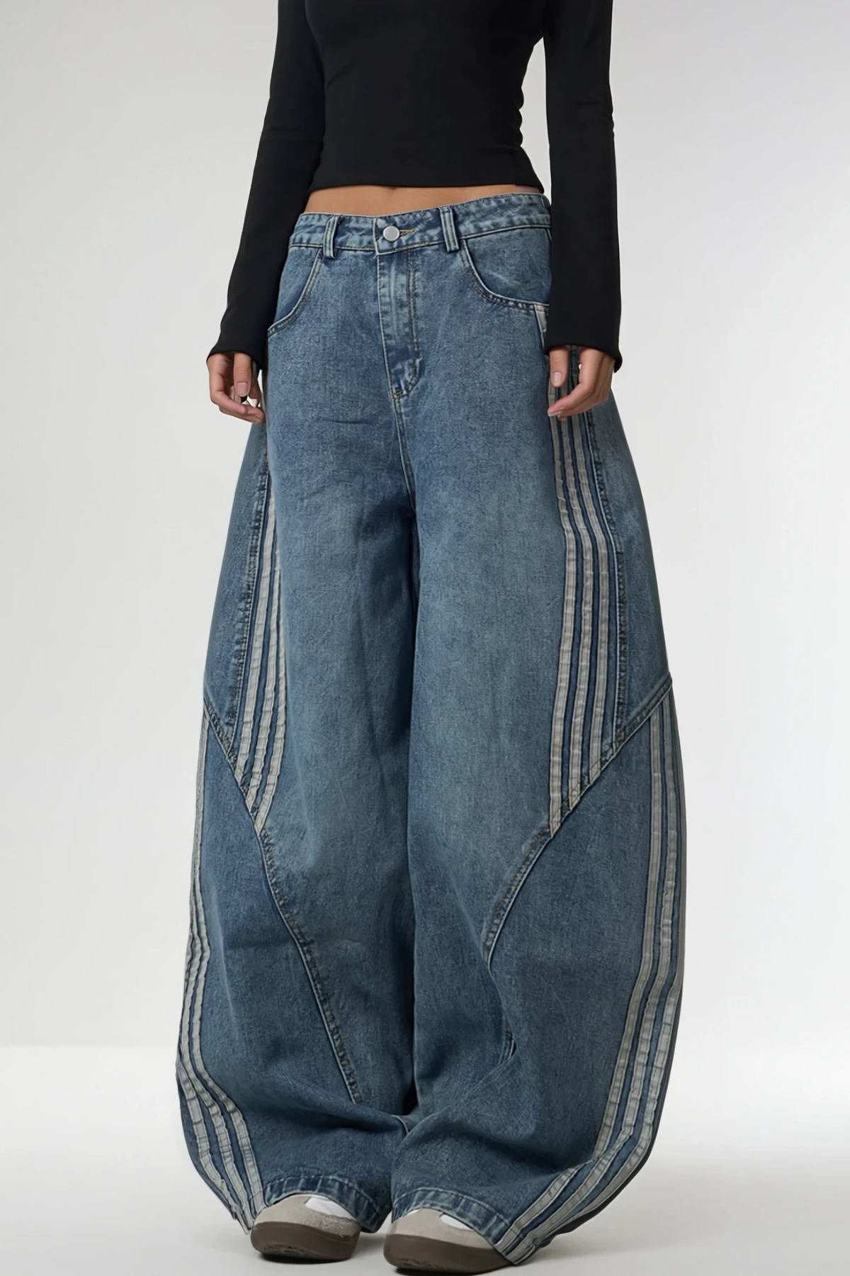 Shop  blue dress - Perfect for special occasions | Boban Stripe Baggy Jeans In Blue