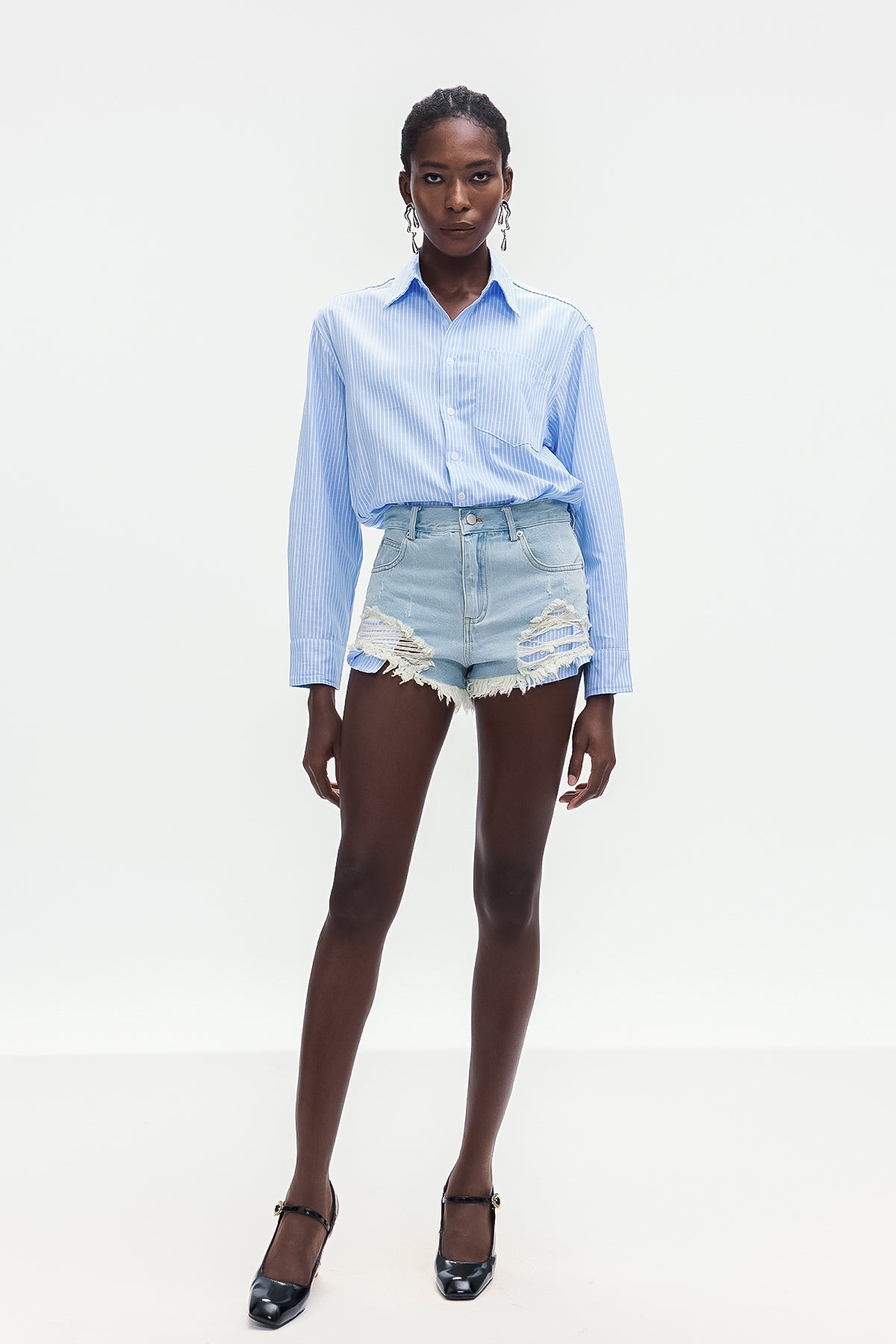 Bohuslav Stripe Shirt Denim Jumpsuit