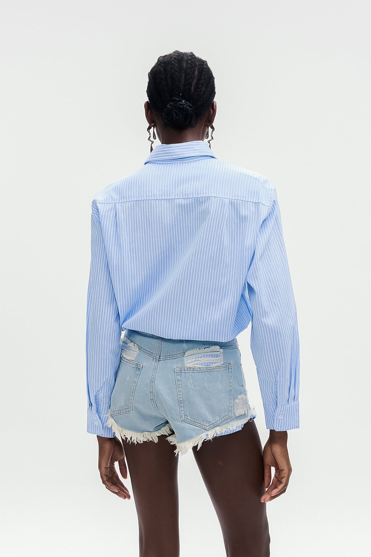 Bohuslav Stripe Shirt Denim Jumpsuit - Stylish beautiful dress for special occasions | Buy Online