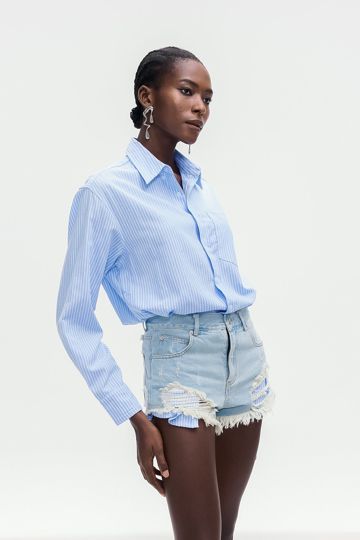 Bohuslav Stripe Shirt Denim Jumpsuit