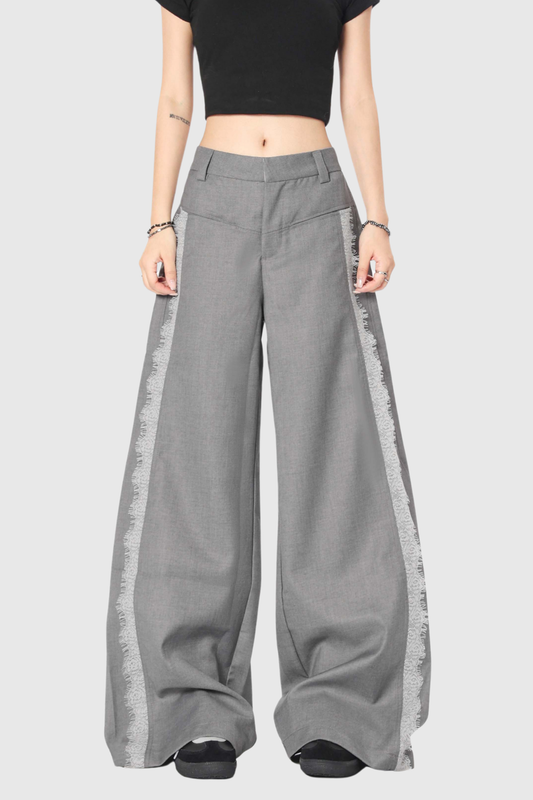 Ellalabel Boubacar Lace Pants In Grey - Crafted from Intricate Lace Fabrication - Designed for Elegant Occasions.