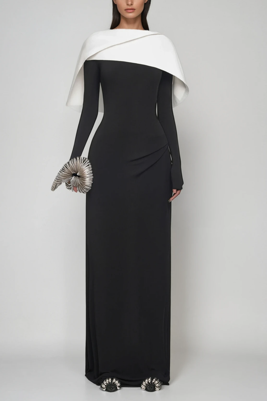 Ellalabel Cabdulqaadir Shawl Ruch Bodycon Maxi Dress In Black - Crafted from High-quality Fabrication- Ideal for Wedding Guest and Formal Galas.
