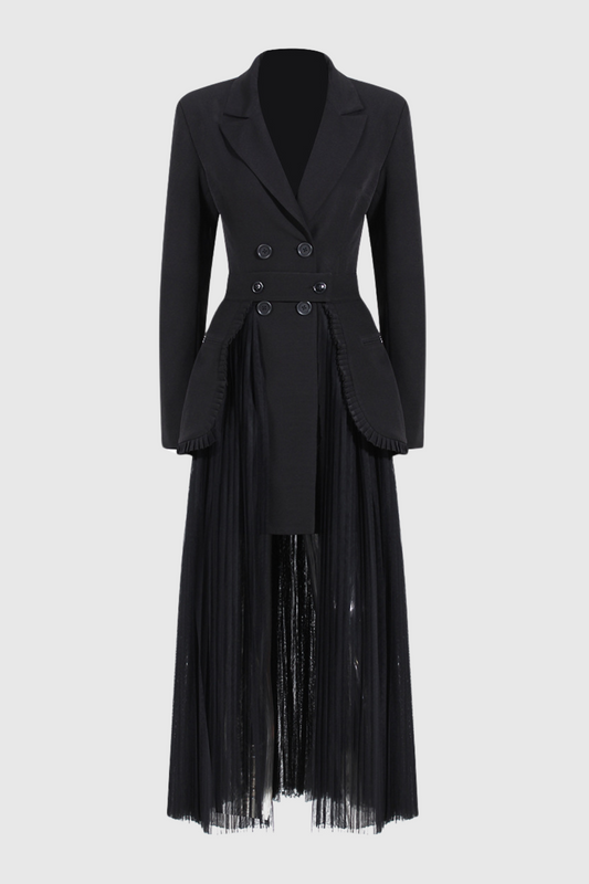 Ellalabel Cabo Double-Breasted Blazer And Tulle Skirt Set - Crafted from Voluminous Soft Tulle - Designed for Elegant Occasions.