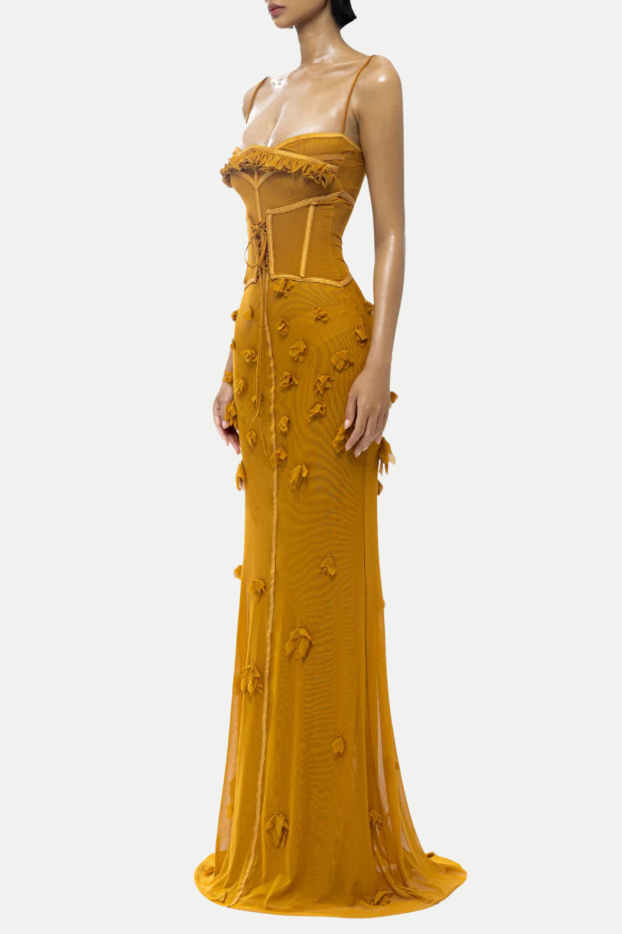 Arthur Floral Corset Mesh Maxi Dress