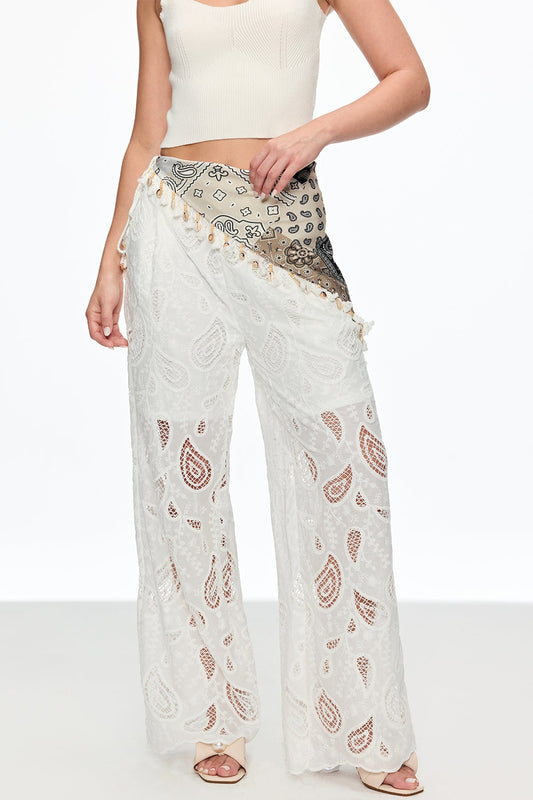 Ellalabel Calanthe Cutout Embroidered Pants - Crafted from High-quality Fabrication - Designed for Elegant Occasions.